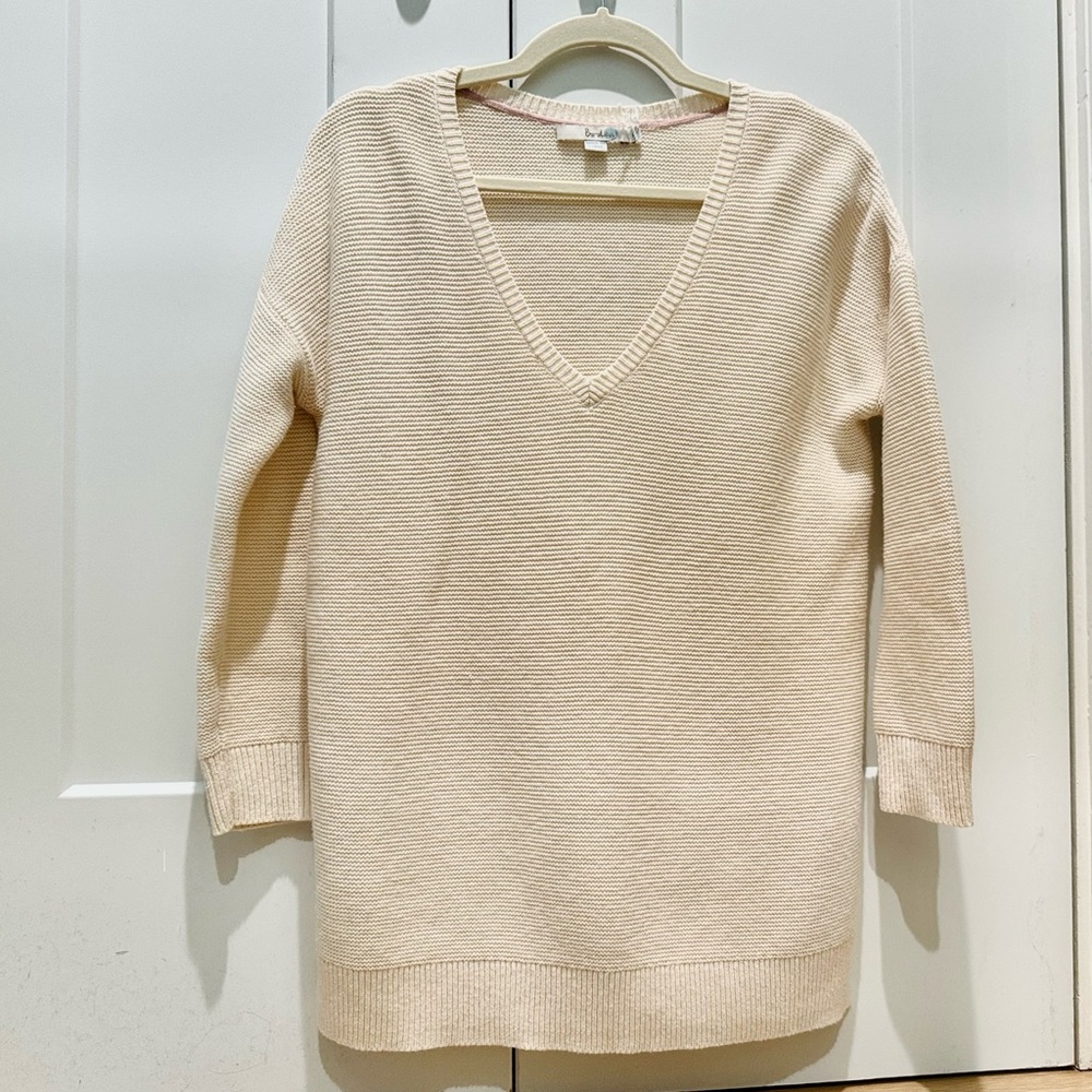 Boden Cotton/Wool V-Neck Sweater in S